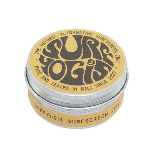 100% Natural Reef Safe Surfscreen Zinc Yellow logo, aluminum tin