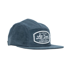 Blue Corduroy hat. White embroidery. 'All Natural, All Good , Since 2007 Surfyogis text